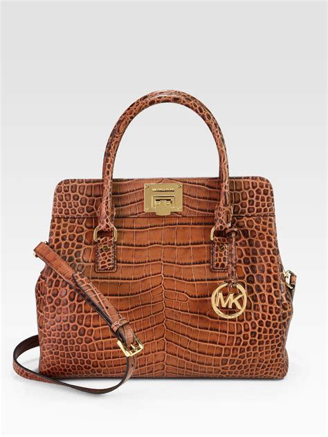 michael kors crocodile satchel|Michael Kors crocodile embossed bag.